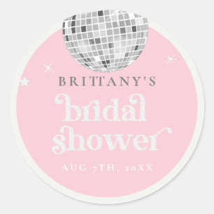 Sticker Rond Baby Pink Disco Bridal Shower Circle