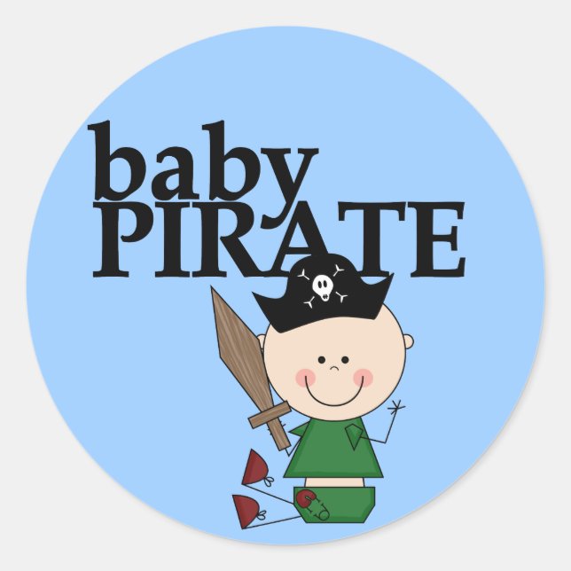 Sticker Rond Baby Pirate With Sword - Boy Tshirts and Gifts (Devant)