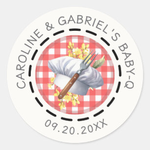 Sticker Rond Baby-Q Barbecue pour couples Baby Shower
