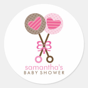 Sticker Rond Baby Rattles Twin Girls Baby shower