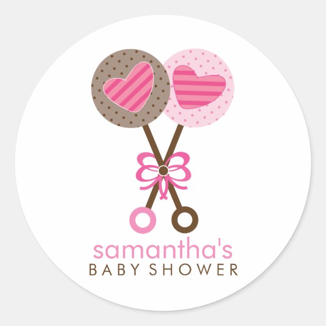 Sticker Rond Baby Rattles Twin Girls Baby shower (Devant)