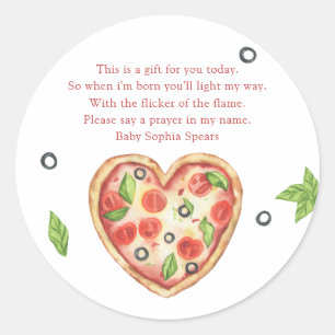 Sticker Rond Baby-shopping de pizza en forme de cœur - prière