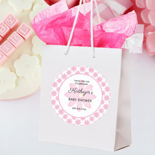 Sticker Rond Baby-Shopping Rose Foncé