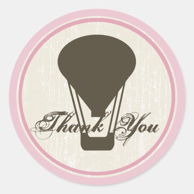 Sticker Rond Baby shower à ballon à air chaud (Devant)