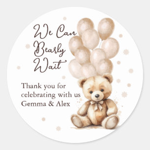 Sticker Rond Baby shower à ballon d'ours