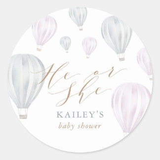 Sticker Rond Baby shower à ballon gonflable selon le sexe