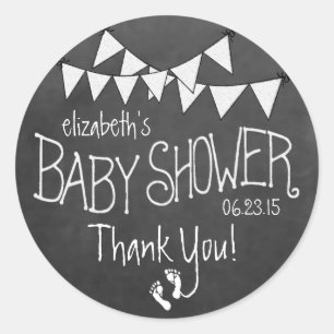 Sticker Rond Baby shower à bascule blanc et tableau blanc