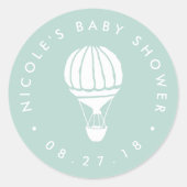 Sticker Rond Baby shower à bulle à air chaud à la menthe (Devant)