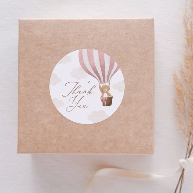 Sticker Rond Baby shower à bulle à air chaud de l'ours en peluc (Créateur téléchargé)