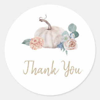 Sticker Rond Baby shower à fleurs citrouille de crème aquarelle