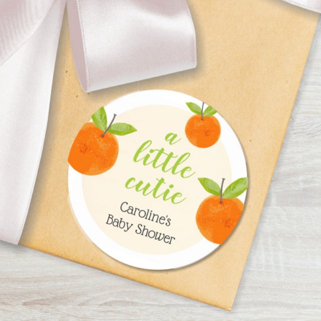 Sticker Rond Baby shower à l'aquarelle Bébé petite orange adora (Créateur téléchargé)