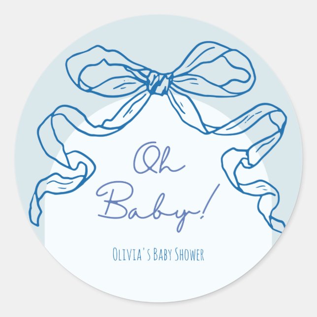 Sticker Rond Baby shower à mâchoire blanche rétro (Devant)