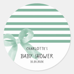 Sticker Rond Baby shower à mât de menthe d'aquarelle