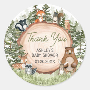 Sticker Rond Baby shower à tranches de bois