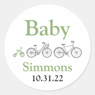 Sticker Rond Baby shower à vélos vert