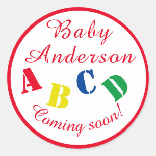 STICKER ROND BABY SHOWER ABC