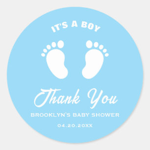 Sticker Rond Baby shower Amusant Tendance Son Un Garçon Bleu Bl