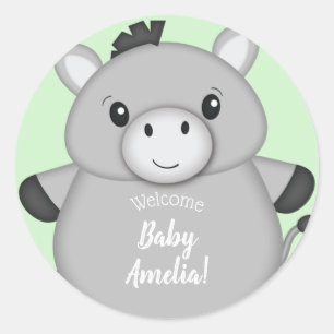 Sticker Rond Baby shower âne