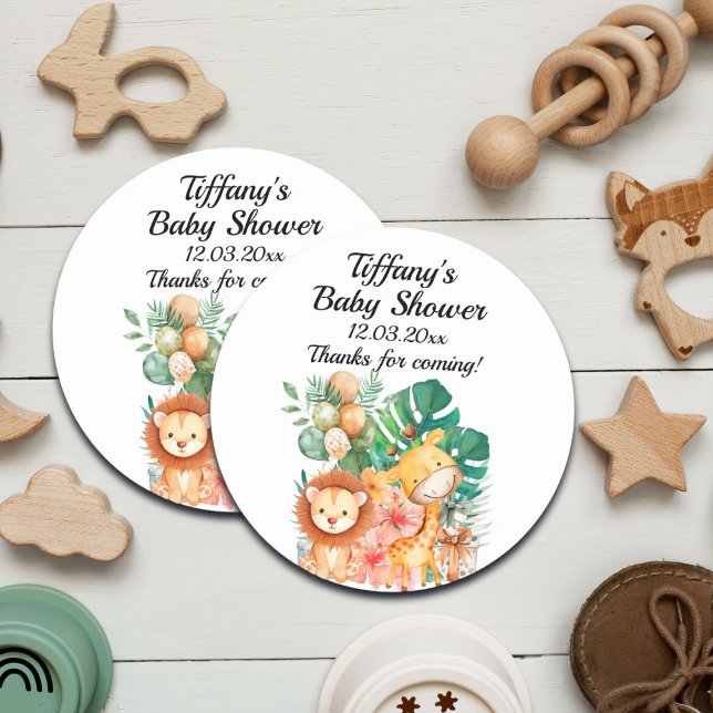 Sticker Rond Baby shower animalier de la Jungle de Boho (Créateur téléchargé)
