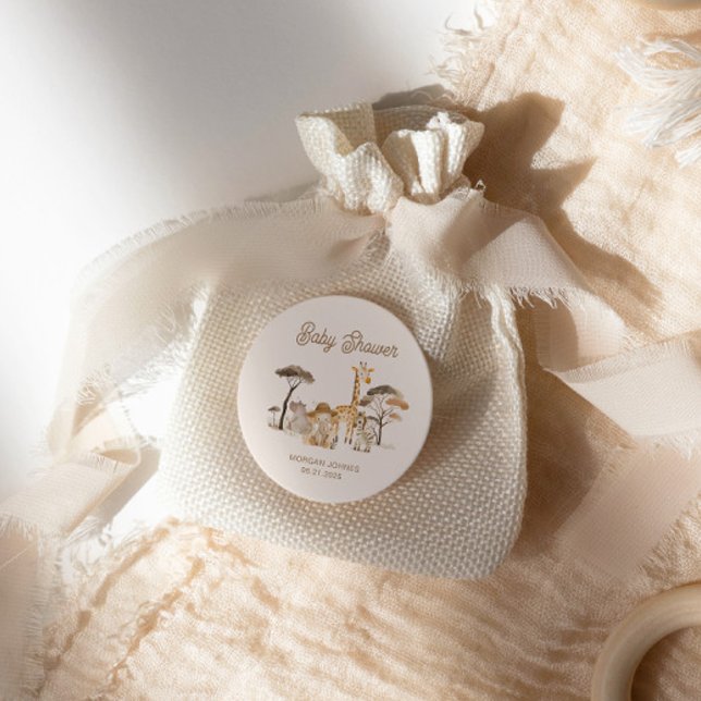 Sticker Rond Baby shower animalier sauvage (Créateur téléchargé)