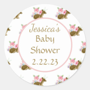Sticker Rond Baby shower Aquarelle Floral Boho