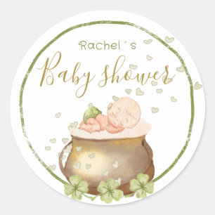 Sticker Rond baby shower aquarelle st patrick