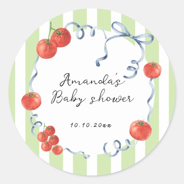 Sticker Rond Baby shower aquarelle tomate  (Devant)