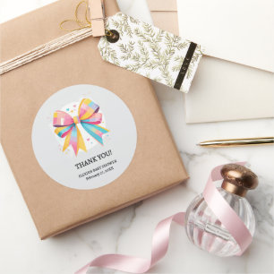 Sticker Rond Baby shower arc-en-ciel