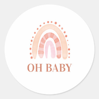 Sticker Rond Baby shower arc-en-ciel Boho