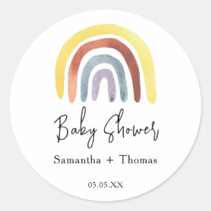 Sticker Rond Baby shower arc-en-ciel Boho