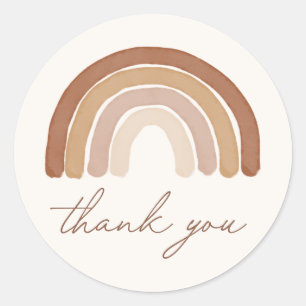 Sticker Rond Baby shower arc-en-ciel Boho Terracotta