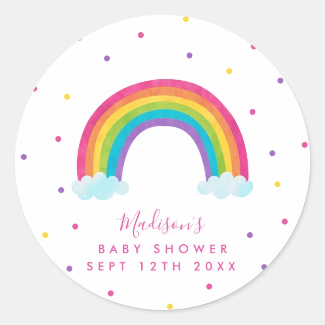 Sticker Rond Baby shower arc-en-ciel lumineux (Devant)