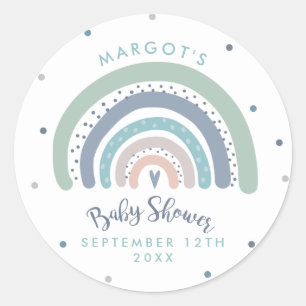Sticker Rond Baby shower arc-en-ciel Pastel Muet