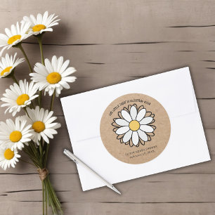 Sticker Rond Baby shower artisanal minimaliste Dainty Daisy