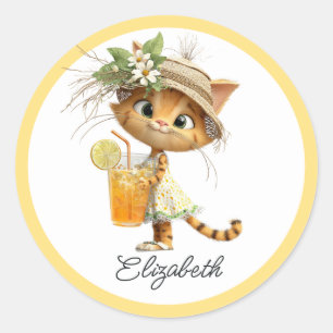 Sticker Rond Baby Shower au Citron Cottagecore avec un Petit Ch