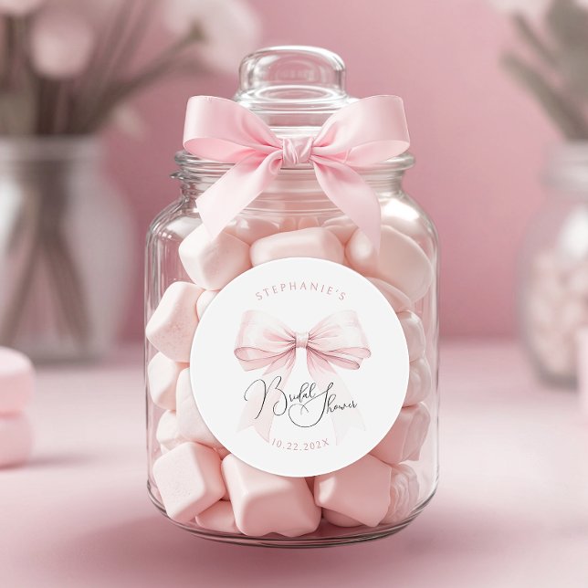 Sticker Rond Baby Shower au Ruban Rose (Créateur téléchargé)