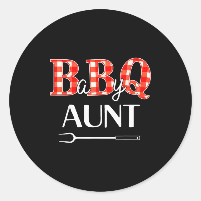 Sticker Rond Baby Shower Aunt Bbq Party Cute Matching Family  (Devant)