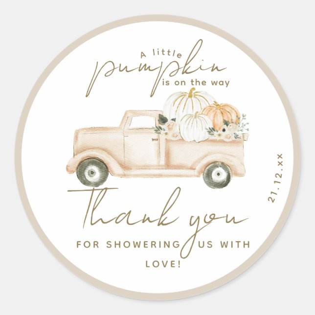 Sticker Rond Baby Shower Automnal Simple et Moderne sur le thèm (Devant)