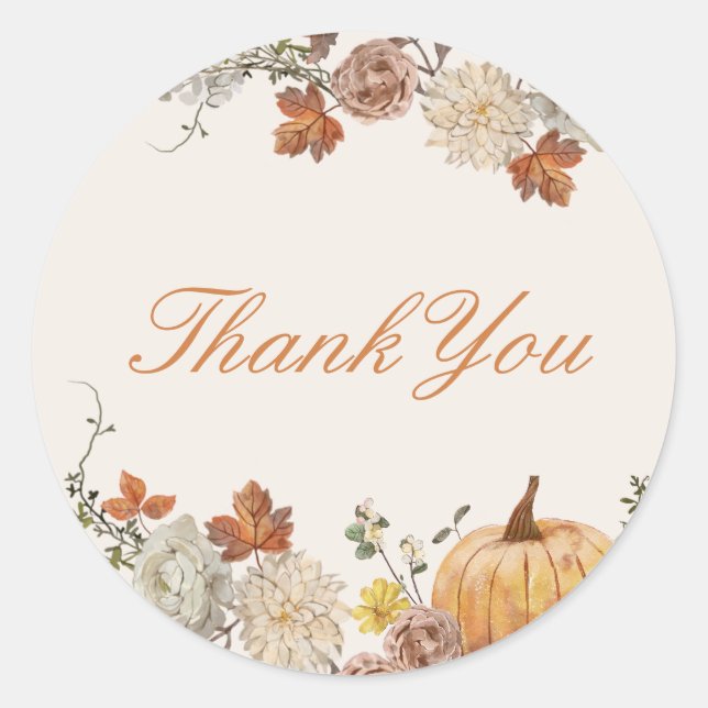 Sticker Rond Baby shower Automne Rustique Élégant Favoriser (Devant)