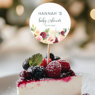 Sticker Rond Baby shower aux fleurs colorées