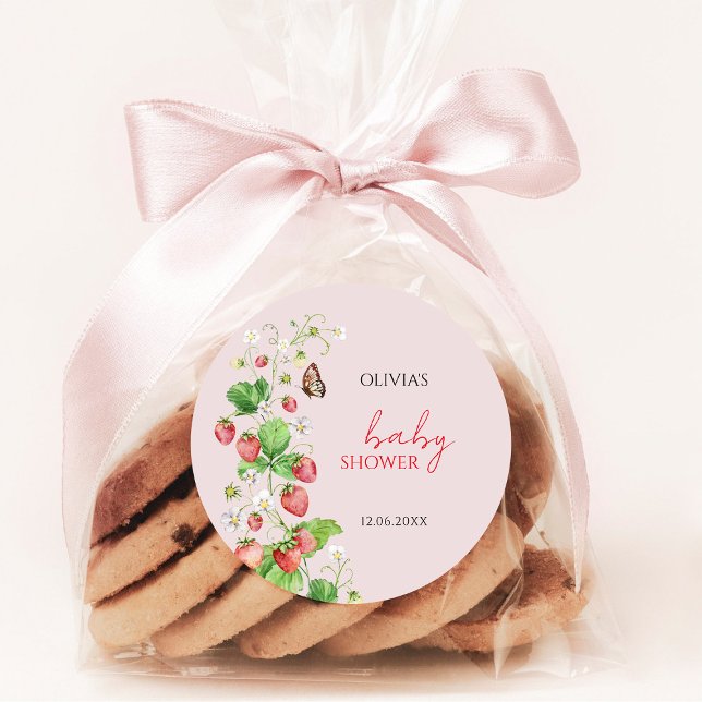 Sticker Rond Baby shower aux fraises (Créateur téléchargé)