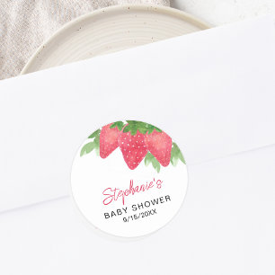 Sticker Rond Baby shower aux fraises