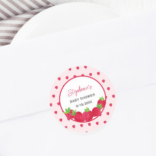 Sticker Rond Baby shower aux fraises