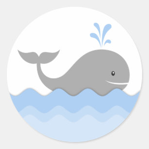 Sticker Rond Baby shower baleine