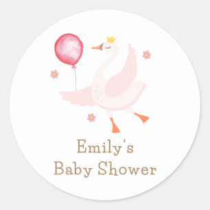 Sticker Rond Baby shower ballotte de cygne princesse dansante r
