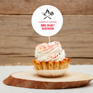 Sticker Rond Baby shower barbecue dessus de cupcake