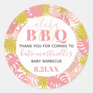 Sticker Rond Baby shower barbecue Merci tropical
