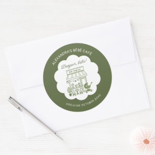 Sticker Rond Baby Shower Bebe Café Neutral pour la préparation