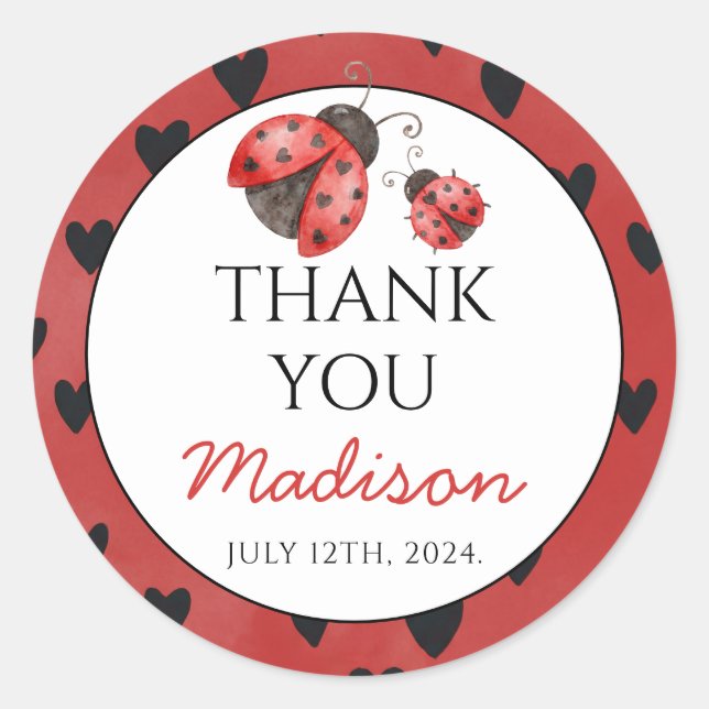 Sticker Rond Baby-Shower Bébé Coccinelle  (Devant)
