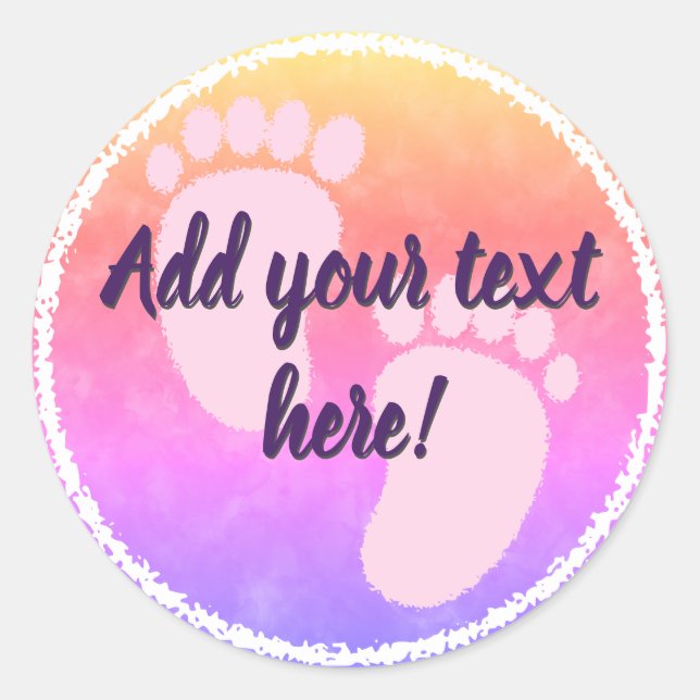 Sticker Rond Baby shower Bébé couleur aquarelle personnalisée (Devant)